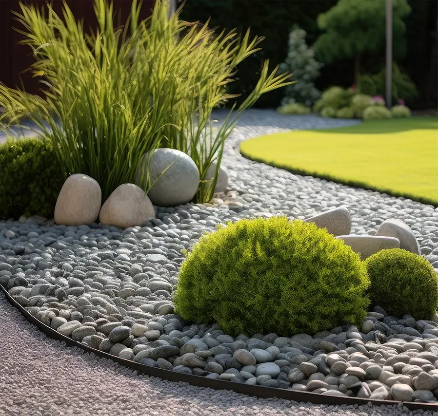 Shrubbery and stones in a garden